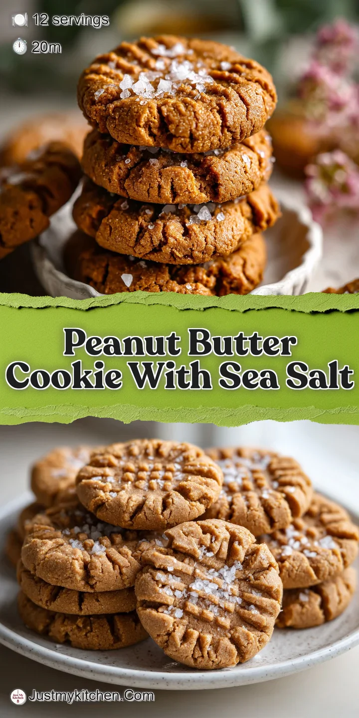 Close-up captures the salty-sweet balance of a peanut butter cookie. Visible crystalized salt atop a textured golden-brown...