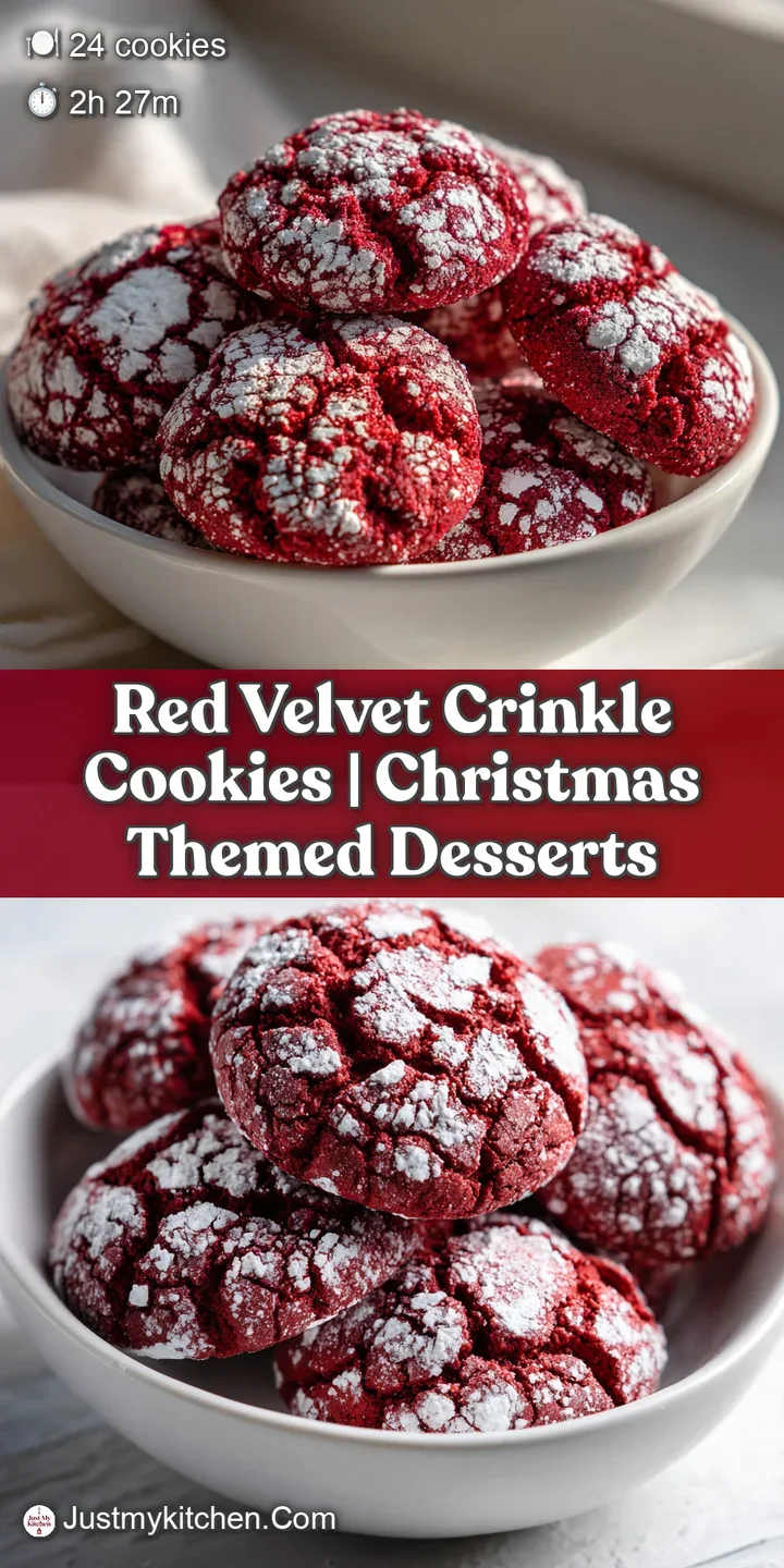 Macro view of a rich red cookie, showing the contrast of white sugar crinkles and a gooey, molten chocolate center.