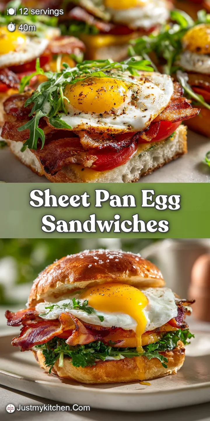 Close-up of a golden breakfast sandwich: dripping melted cheese, crisp bacon, and fluffy scrambled eggs nestled in a toast...