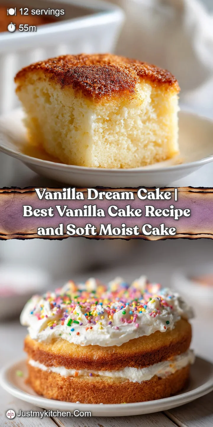 Close-up of a tender crumb on a vanilla cake slice, showcasing the smooth, pale buttercream frosting.