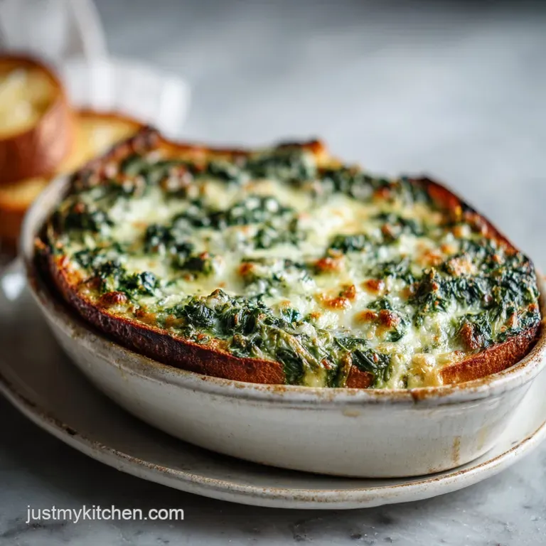 A generous scoop reveals creamy, spinach-filled layers and crispy browned cheese, steaming invitingly from a white plate.