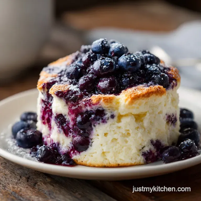 Delicate slices of airy cloud bread with juicy blueberries, artfully arranged on a white plate, evokes lightness.