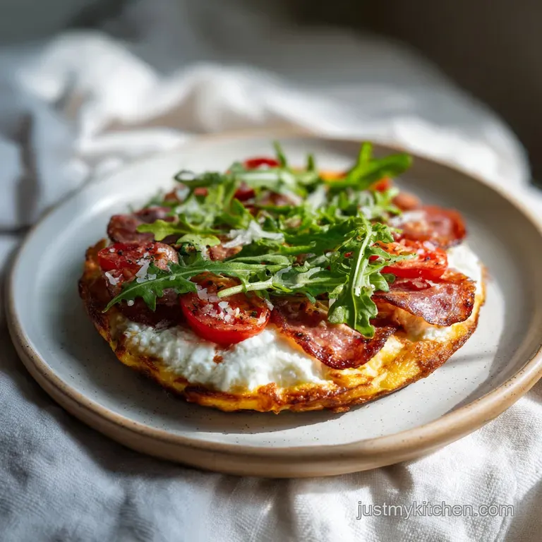 A rustic ceramic bowl showcasing creamy cottage cheese layered with savory toppings and herbs.