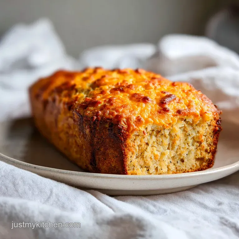 Warm slices of golden cheese bread on a rustic wooden board with a pat of melting butter and fresh parsley.