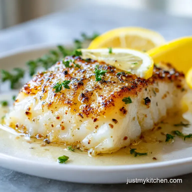Delicate white cod fillet drizzled with glistening honey-lemon sauce, served with bright green asparagus spears and lemon ...