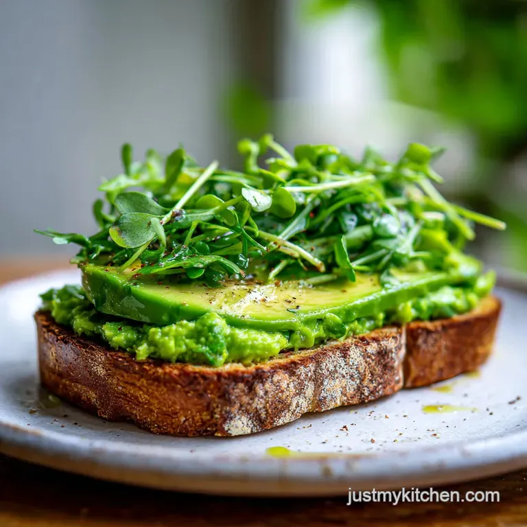 Stacked green goddess sandwich halves on a white plate. Fresh herbs and a lemon wedge add a bright, inviting touch.