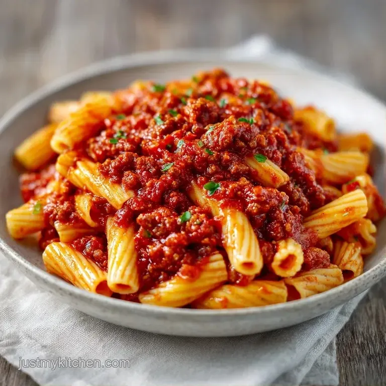 Al dente pasta swirled in a white ceramic bowl, garnished with fresh parsley and a dusting of aged parmesan.