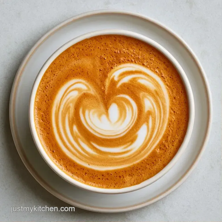 Steaming coffee with a thick foam cap and a cinnamon stick, set on a rustic wooden tray with a linen napkin.