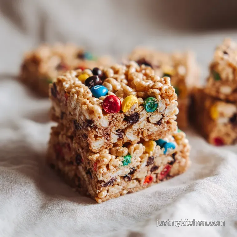 A single thick monster cookie bar showing layers of oats, chocolate, and candy. Chewy texture with vibrant colors. Ready t...