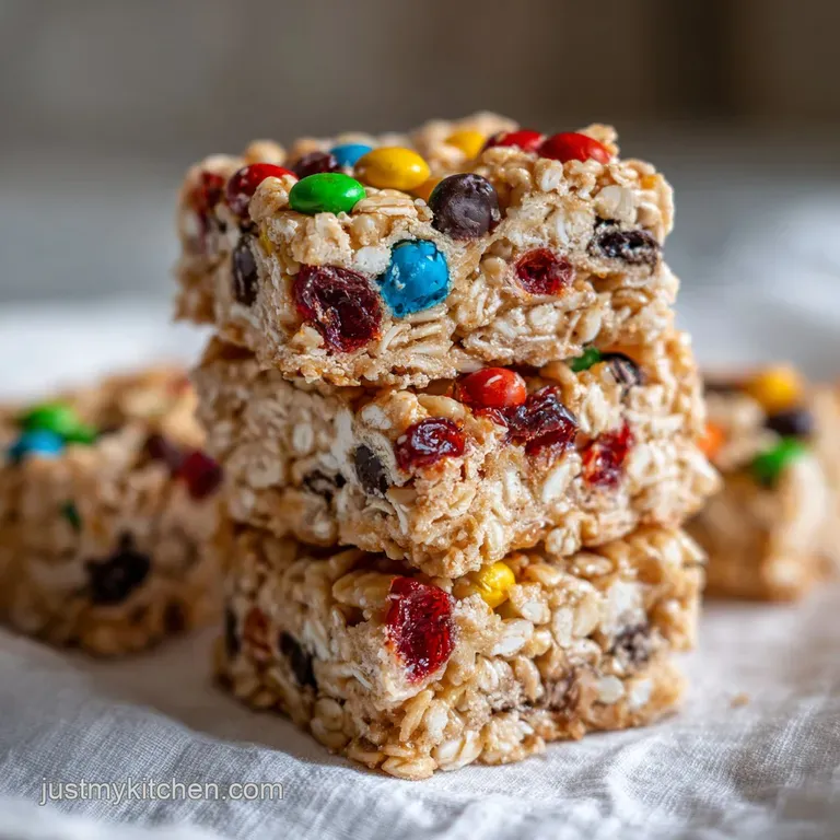 No Bake Monster Cookie Bars with Peanut Butter