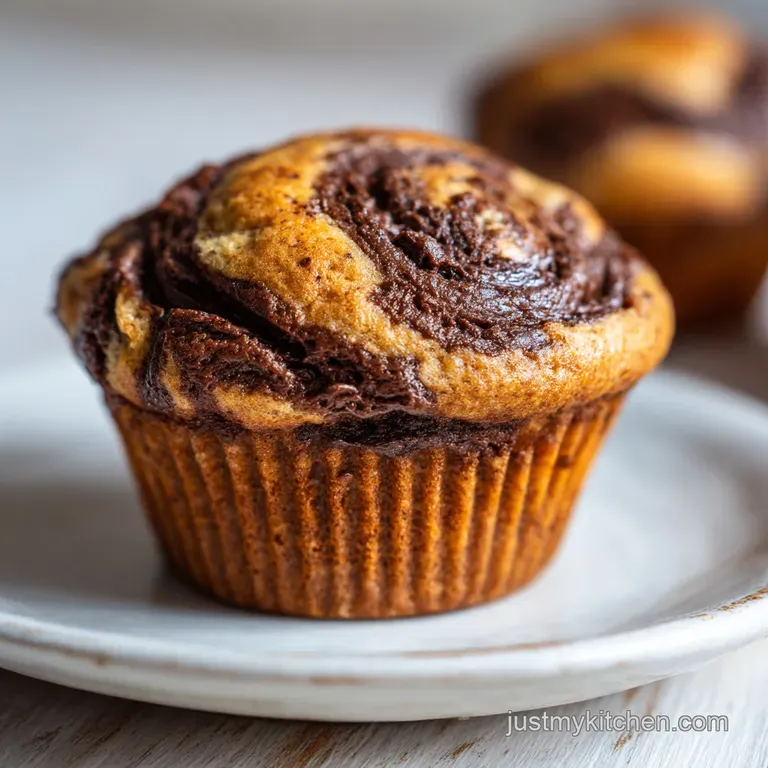 A stack of warm, fluffy muffins crowned with a dusting of powdered sugar and banana slices.