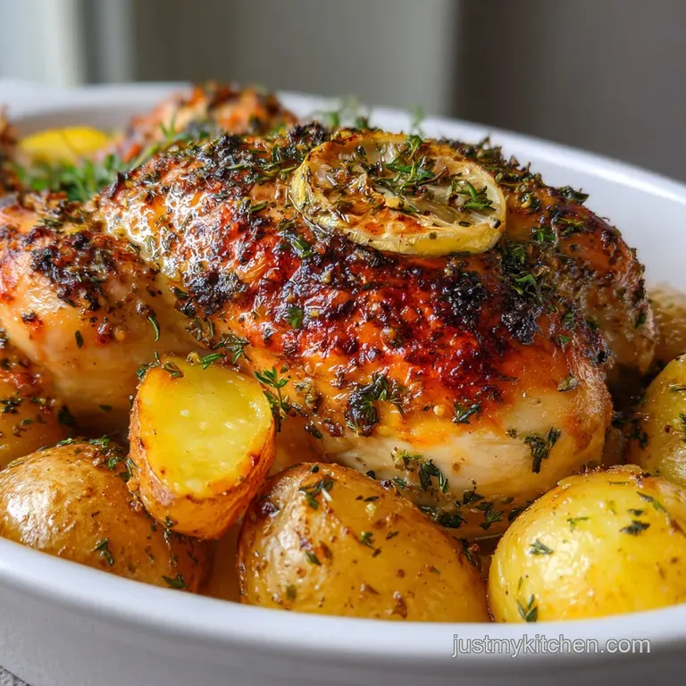 One Pan Lemon Herb Roasted Chicken: Crispy & Tender