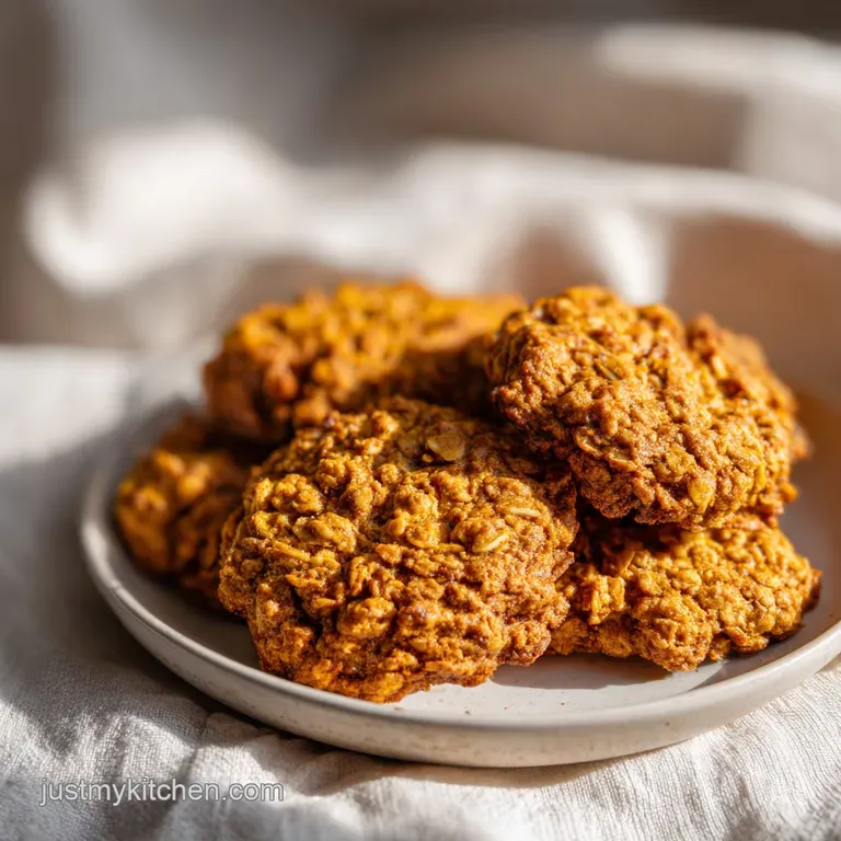 Warm, spice-flecked oatmeal cookies stacked elegantly, a few butterscotch chips glistening.