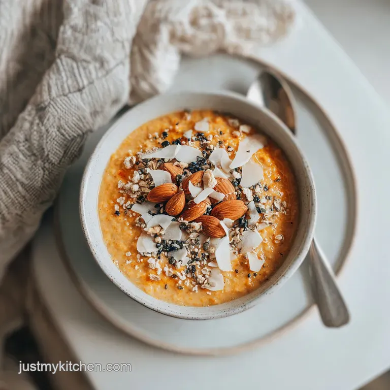 A rustic bowl of pumpkin overnight oats, artfully garnished with toasted pecans and a sprinkle of cinnamon.