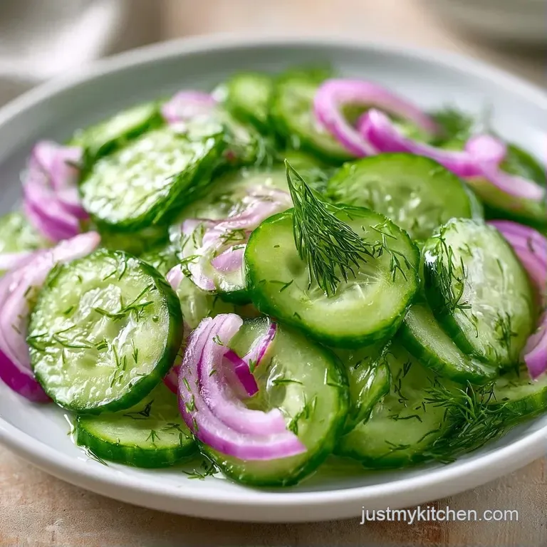 Sliced green pickle spears arranged on a white ceramic plate with a sprig of fresh dill and coarse sea salt.