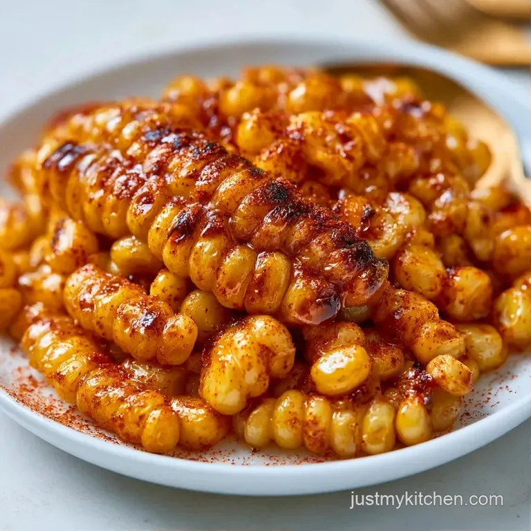Charred yellow corn kernels in a white ceramic bowl garnished with lime wedges and finely chopped cilantro.
