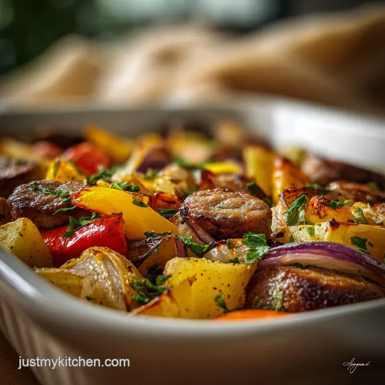 One-Pan Sheet Pan Sausage and Veggies with Roasted Potatoes