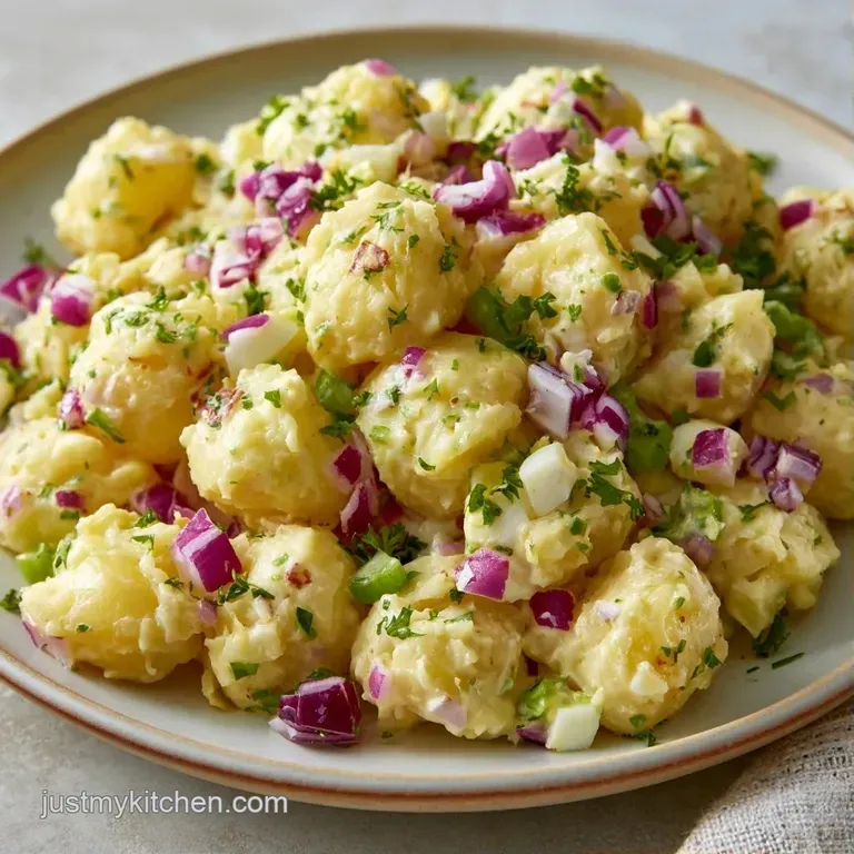 Assorted ceramic bowls filled with creamy potato salad, deep green collard greens, and melted, bubbly cheesy pasta.