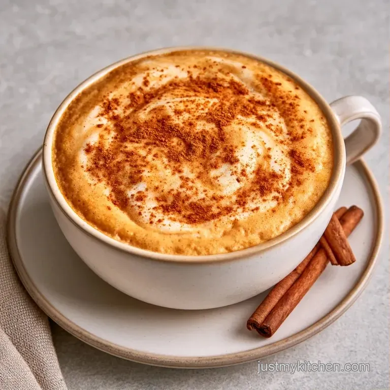 A steaming glass of latte beside a wooden honey dipper and cinnamon sticks on a soft, neutral linen napkin.