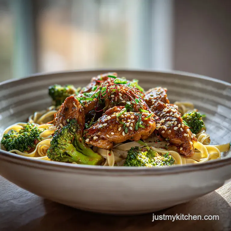 Spicy Garlic Chicken and Broccoli Noodle