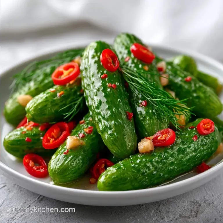 Spicy Garlic Dill Pickles in 20 Minutes