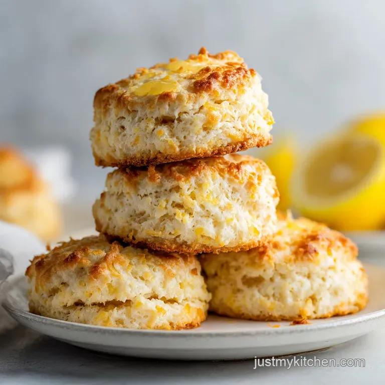 A single golden scone on a white plate, drizzled with citrus glaze and garnished with fresh mint leaves.