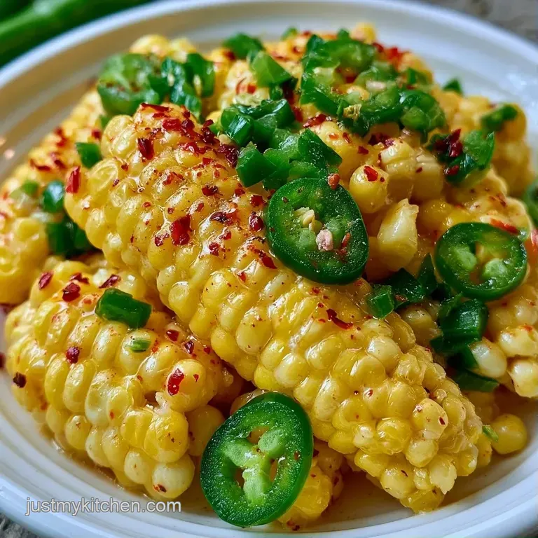 Golden charred corn kernels in a white ceramic bowl, topped with bright lime wedges and fresh green cilantro leaves.