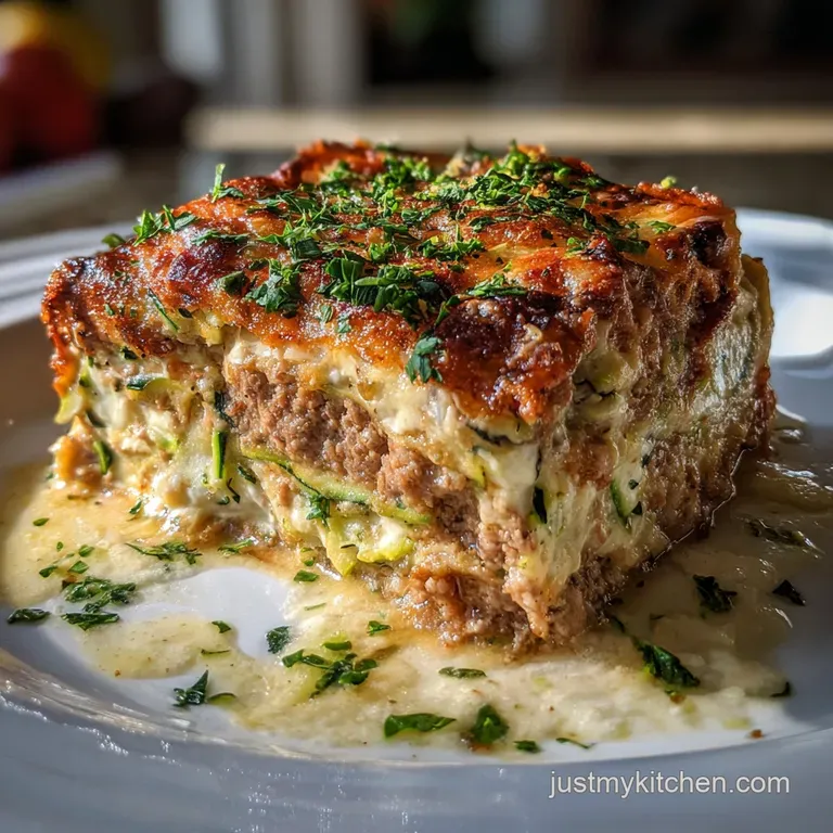 Zucchini Lasagna No Pasta Strips with Roasted Layers