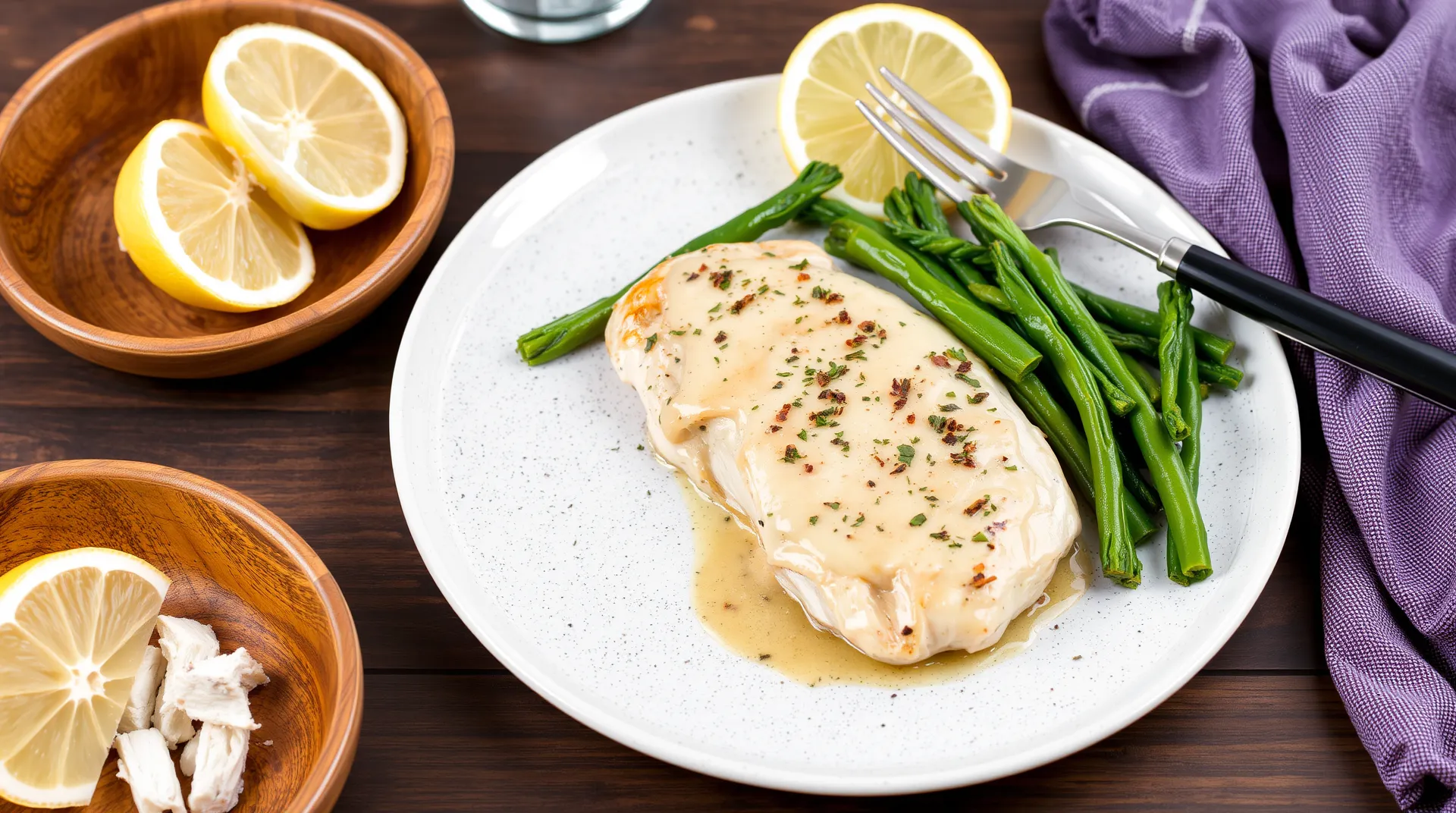 A plate of chicken piccata featuring tender chicken cutlets in a lemon butter sauce with capers, garnished with fresh parsley and served with a side of pasta.