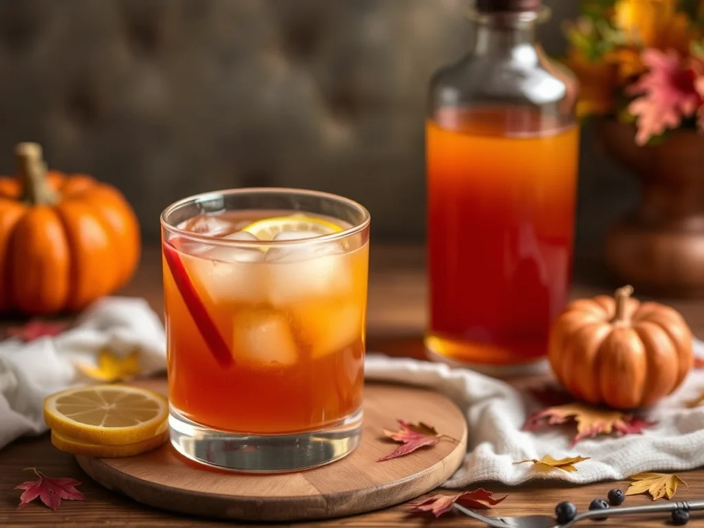 A festive pitcher of Thanksgiving punch with rum, garnished with fresh apple slices, orange wedges, cinnamon sticks, and cranberries.