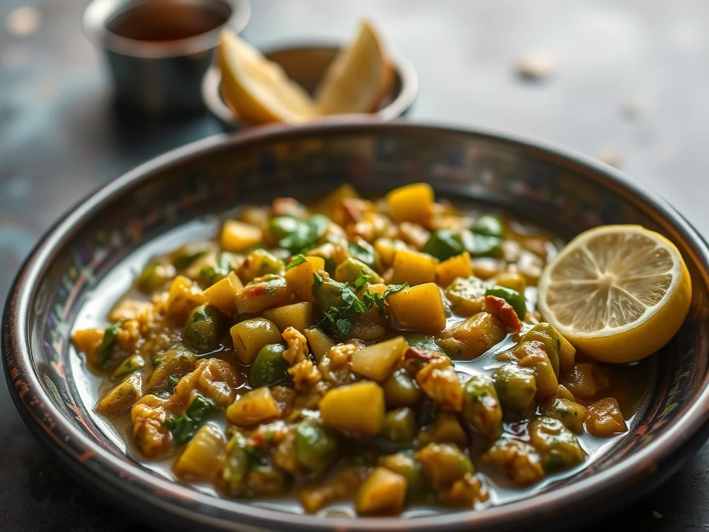 A bowl of chana saag, a traditional Indian dish featuring chickpeas and spinach in a creamy, spiced curry sauce, garnished with cilantro.